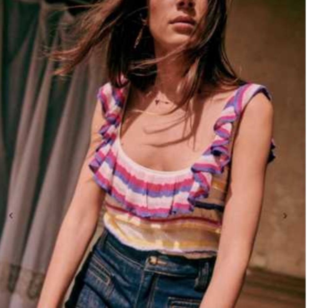 Sezane Leya knit Ruffles Multicolor Top